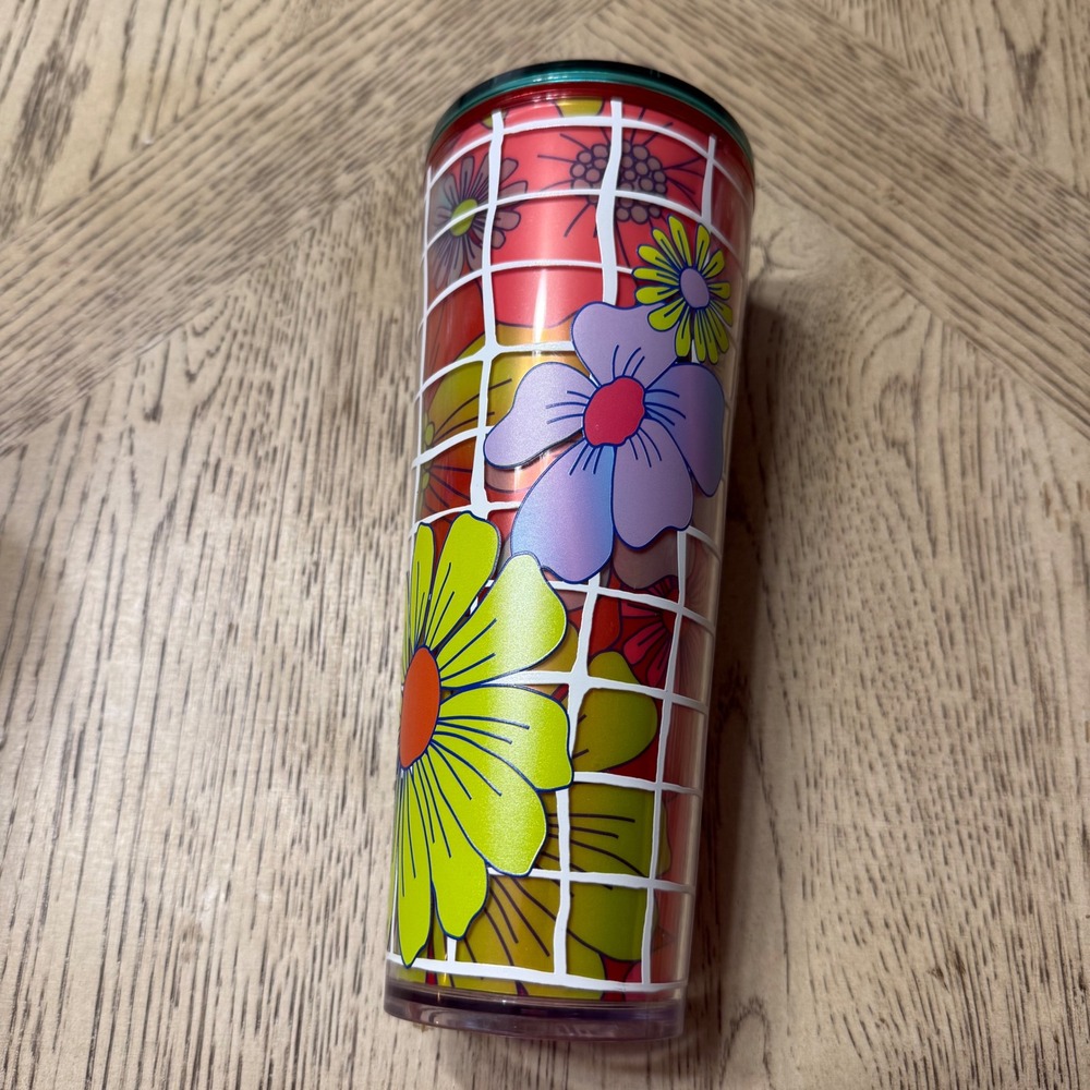 Starbucks Summer 2024 Floral Pool Grid Venti 24‎ oz Tumbler